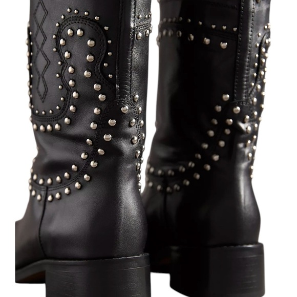 NIB BIBI LOU ANTHROPOLOGIE BRIAWA BOOTS WITH STUDS Size 39 Black - Picture 5 of 7
